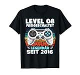 Level 8 Jahre Geburtstagsshirt junge Gamer 2016 Geburtstag T-S