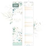 Häfft® Streifenkalender 2026 lang & schmal (9 x 42 cm) Monats-Wandkalender für Küche, Flur & Co - übersichtliche Termine & Geburtstage 'Blattgold'- nachhaltig & k