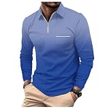 SRZYMJ Shirt Langarm Herren Streifen T Shirts Männer Hemd T-Shirt Casual Golf Sports Long Sleeve Polo Shirt, M-4XL Blau Flanellhemd Herren Langarm Einfarbig M Arbeitsschutz-Schürze T