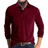 Poloshirts für Herren – Erwachsenen-Langarmhemden, bügelfrei, einfarbige Button-Down-Shirts, einfarbig, lässige Reversblusen, bequem, hautfreundlich, Arbeitshemden, Bürokleidung, RD1, M