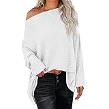 Off Shoulder T-Shirts Damen Elegante Oberteil One Shoulder Top Damenhemd Pullover Sweater Cold Scholder Blusentop Top Knit Oversize Damenhemden Einfarbig - Blusen Tops für D