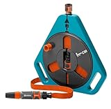 Gardena Classic roll-fix Flachschlauch 20 mit Kassette: Platzsparende Schlauchkassette mit Wasserschlauch (Ø 12 mm in Kassette), Sicherheitsautomatik, inkl. Spritze, mit Anschlussgeräten (757-20),