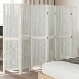 Haus & Garten, Möbel-Raumteiler, 6 Paneele, weißes Massivholz, Paulow