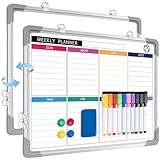 ARCOBIS Whiteboard Wochenplaner Magnetisch, Klein 40x30cm Magnettafel Whiteboard Kalender, Wand HäNgende Doppelseitige Tafel füR Planung, To Do Liste, Zeichnen, Schule, Zuhause, BüR