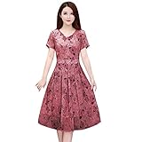 Angxiwan Angebote des Tages Heute Damen Kleid Kleid für Damen Casual Kurzarm Rundhals Mini Kleid Blumenmuster Figurbetontes Minikleid Große Größen Midikleid Leicht und Luftig Wickelkleid BOD
