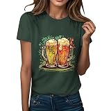 Damen T Shirt Oktoberfest Lose Print Rundhals Baumwolle Kurzarm Tops Oberteile Sommer Lässige B