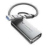 WARRKY Videoaufnahmekarte USB 3.0 HDMI auf USB C 1080P 60FPS, für Gaming Live Streaming Video Recorder, Nylonkabel & Aluminiumgehäuse, kompatibel mit Windows/MacOS/Switch/OBS