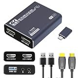 Balabaxer 4K HDMI Capture-Karte mit USB 3.0- und HDMI-Kabel – 1080p/4K Videoaufnahmegerät für Spiele, Livestreaming und Videobearbeitung