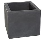 Dehner Blumenkübel Palermo | leichter Kunststoff-Topf in Schieferoptik, anthrazit | Indoor- und Outdoor Blumenkasten | Pflanzkasten, Pflanzkübel, Pflanztopf | frostbeständig | ca. 50 x 50 x 40