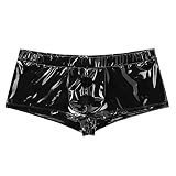LXGKEKSKG Herren Mode Casual Einfarbige Lederhose Weiches Tragegefühl Kurze Hose (Black, M)