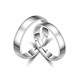 1 Paar Verlobungsringe Partnerschaftsringe Damen Herren 925er Sterling Silber Hypoallergen Einfache Schmal Trauringe Hochzeit Memoir-Ringe Verstellb