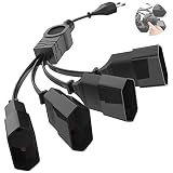 4 In 1 Stromkabel Verlängerung mit Flachstecker, Eurostecker Verlängerung, Typ-C-Eurostecker auf 4 Typ-C Eurobuchse(Drahtdurchmesser:0.75mm²), Strom Verlängerungskabel Flachstecker - Schw