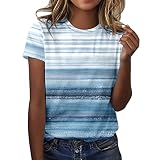 Briskorry Tshirt Damen Bunte Sommer Oberteile Bunte Blumen Drucken Kurzarm Lose Bluse Rundhals Longbluse Lockere Bequeme Tops Tee Sweatshirt mit 3D Motiv Basic Streetw