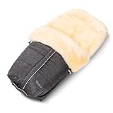 Fellhof ASPEN Lammfell Kinderwagen Fußsack | 50x98 cm | Merino-Lammfell | für ergonomische Buggys | wind- und wasserabweisend | graphit-melange (Vorgängermodell)