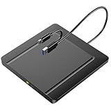 Externes CD DVD Laufwerk CD/DVD Laufwerk Extern USB 3.0 & USB-C, CD DVD +/-RW ROM Brenner Optical External DVD Drive für Laptop, PC, Desktop, MacBook, Windows 11/10/8/7/XP/Linux/MacOS (Ultra dünn)