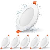 LED Einbaustrahler 230V, 6er-Set Dimmbar 7W LED Spot,3 Farbtemperaturen (2700K/4100K/6500K) Ultraschlanke Einbauleuchten,Wasserdicht,75-95mm Ausschnitt Deckenspots für Badezimmer,Küche, S