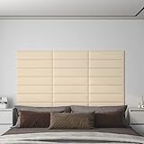 ShGaxin Wandpaneele 12 STK Deckenpaneele, Wanddeko, Styropor Platten, Wohnkultur, Creme 60x15 cm Stoff 1,08 m²