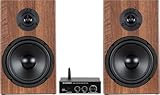 McGrey MAMP-4100BT / BSS-265 BR Stereoanlage Set mit Bluetooth - Kompakte HiFi-Boxen - 2-Wege-System - 6,5' Tieftöner + 0,5' Hochtöner - Auch für Wandmontage geeignet - Sparset Inkl. Stereo-Verstärk