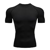 Smatstyle Kompressionsshirt Kurzarm Herren Sport T-Shirt Compression Trainingsshirt elastisches Kurzarm Schnelltrocknendes Funktionsshirt Atmungsaktives L