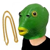Danbghyuo Fischmaske,Lustige Fisch Maske,Tierfisch Kopfbedeckung,Grüne Fischgesichtsmaske,Lustige Kopfbedeckung Adult Animal Cosplay Prop für Halloween Karneval Kostümparty