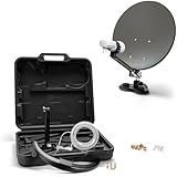 XORO 38,5 cm Camping Satellitenantenne MCA 38 HD Set, inkl. Single LNB mit integriertem Satfinder, 10m Kabel, Halterungen, im Hartschalenk
