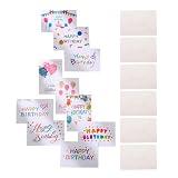 COOPHYA 10er Set Geburtstagskarten mit eleganten Motiven stabiles Papier Klappkarten für private und geschäftliche Feiern Zufälliger S