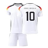 Deutschland Trikot Kinder,Authentisch Musiala#10 Deutschland Fußball Trikot Set,Fußball Geschenk Trikot für Kinder,Herren,Jungen,Atmungsaktiver S