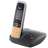 Gigaset C430A - Schnurloses DECT-Telefon mit Anrufbeantworter und Freisprechfunktion, klassisches Mobilteil mit TFT-Farbdisplay, schwarz-silb
