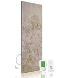 Marwona Infrarotheizung Jura Silver 420 Watt – Marmorheizung mit Thermostat und Rückseitiger Wärmeisolation – Wandheizung Made in Germany – für Wohnräume, Bad & Bü