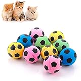 Molain Schaumstoffschwammbälle Katzenspielzeug, 10 Stück Fußball Katzenbälle Große Katzenspielzeug Bälle Katzenspielspielzeug Katzen Interaktives Ballspielzeug Indoor Outdoor 4cm, Blau, Rosa, Gelb,