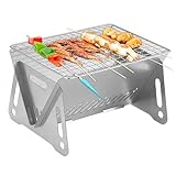 Grill Klappgrill Campinggrill, Barbecue Tragbarer BBQ Kohle Smoker Grill für Kochen Camping Wandern Picknick, Picknickgrill Holzkohleg