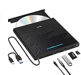 NOLYTH Externes DVD Laufwerk Extern USB 3.0 Type-C Tragbar CD/DVD RW Brenner mit USB/SD/TF Port & Audio Out, Externe CD Laufwerk Player für Laptop PC Windows 11/10 Mac MacBook iM