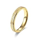 Epinki Edelstahl Freundschaftsringe, 4MM Matt Hochzeitsband, Gold Freundschaftsringe Trauringe für Damen Herren, Größe 54 (17.2)