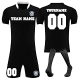Generisch Personalisierte Fußball Trikot für Jungen/Herren, Fussball Trikots Shorts und Socken Anzug, Fussball Trikot mit eigenem Namen Nummer und Logo Kinder/Erw