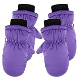 Winterhandschuhe Baby warme Kinderhandschuhe Skifahren voll wasserdicht im Freien Finger 2 Paar Fäustlinge Handschuhe Fischlandschmuck (Purple, One Size)
