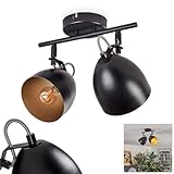 HOFSTEIN Deckenleuchte Bjedstrup, Deckenlampe aus Metall in Schwarz/Goldfarben, verstellbare Leuchte im Vintage/Industiral-Design mit verstellbarem Schirm (Ø 12 cm), E14, Esszimmer, Wohnzimmer, Kü
