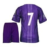 Gokaynex Rondo Trikot Kinder #7 – Real Madrid Cardiff Final Fußballtrikot Set mit Trikot und Shorts, Kinder Fußballtrikot für Jungen, Sporttrikot für Training, Fußballshirt in Lila (4-14 Jahre)