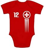 Shirtgeil Süsser Baby Fanartikel Schweiz Trikot Fanshirt WM 2022 Baby Body Kurzarm-Body 12-18 Monate R