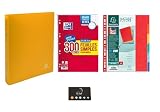 1 Ordner, gelb, A4 Plus, Rücken 30 mm + 300 einfache perforierte Seiten + 6 Register A4 Plus + 1 Index mit Klebeband, Blumie (Gelb 51699E)