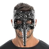 Chaks - Pest Maske Doktor in Schwarz, Schnabelmaske, Mittelalter, Horrorkostüm Accessoires für Halloween &