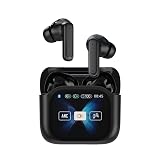 YHRY Kabellose Kopfhörer, LED-Vollfarb-Touchscreen-Kopfhörer, aktive Rauschunterdrückung, lange Akkulaufzeit, wasserdichte In-Ear-Musik-Kopfhörer, Batterieanzeige (schwarz)