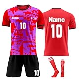 Generisch Personalisierte Fussball Trikot Shorts Socken Set Jungen, Fußball Trikot Kinder, Fußball Trikot mit eigenem Namen Nummer und Log