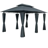 Casaria® Pavillon Topas 3x4m Metall Wasserabweisend UV-Schutz 50+ mit Seitenteile Stabil Gartenpavillon M