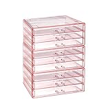 Ikee Design Acryl-Schmuck-Make-up-Aufbewahrungs-Schubladen-Organizer, 3-teiliges Aufbewahrungs-Set für Zuhause und Büro, Schreibwaren-Schubladen, Rosa, 23,8 cm B x 13,7 cm T x 32,4 cm H