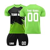 Individuelle Fußball Trikot Sets Kinder Erwachsene Personalisiert Fussballtrikotset mit Namen Team Nummer Logo Soccer T-Shirt Shorts Set für Jungen Männer Fans Fussball Trainingstrikot,G