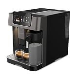 Grundig KVA 8230 Kaffeevollautomat, Kaffeemaschine, 18 Kaffeespezialitäten, 13 Mahlgrade, Milchbehälter, leistungsstark 1350 W, 19 Bar Pumpendruck, Zweifachdüse, Beleuchtung, Schwarz/Dunkelsilb