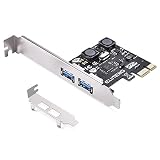 ELUTENG PCIE auf USB 3.0 Karte 2-Port (2 x USB) 5 Gbit/s, PCIE USB Add in Karte Card mit Low Profile PCI Express USB 3.0 Erweiterungskarte Unterstützung PCIE X1/X4/X8/X16 für Windows XP/7/8/8.1/10