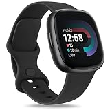 Oumida für Fitbit Versa 3 Armband/Fitbit Versa 4 Armband/Fitbit Sense 2 Armband Damen Herren, Weiches Sport Ersatz Armband Kompatibel mit Fitbit Versa 3/Versa 4/Fitbit Sense/Fitbit Sense 2(S,Schwarz)