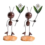 DECORNIJIA 2 STÜCK Handgefertigte Metall Ameisen Figuren Deko Ornamente mit Blumenmuster Einzigartige Tisch Wohnraumdeko Lustige Miniatur Ant Modelle für Büro Auto Zuhause und B