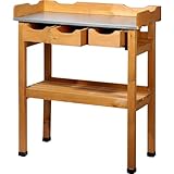 dobar® 29030e Pflanztisch mit 3 Schubladen | Gärtnertisch mit Ablageboden | Umtopftisch Kiefernholz | Blumentisch Massivholz | Gartentisch Outdoor | Verzinkte Arbeitsplatte | 80 x 40 x 90 cm | B